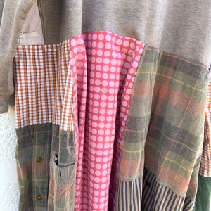 Upcycled Long Patchwork Sweatshirt Dress, Upcycled Clothing, Boho, Bohemian, Clothing,CreoleSha image 3