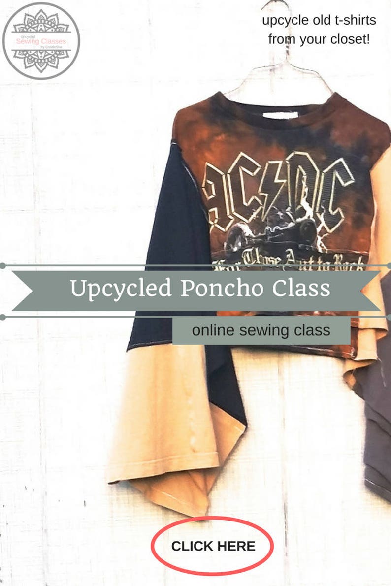 Poncho, Patchwork Poncho, Sewing Classes, Upcycled Sewing, Refashion, Learn To Sew, Sew, Online Class, Boho, Tutorials,Patterns image 6