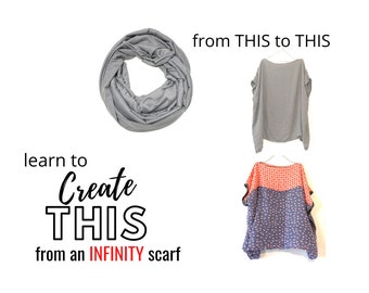 NEW - Poncho from Infinity Scarf Sewing Classes, Video Sewing Class, Upcycled Sewing, Video, DIY, Refashion,  Reclaimed,Tutorials, Patterns