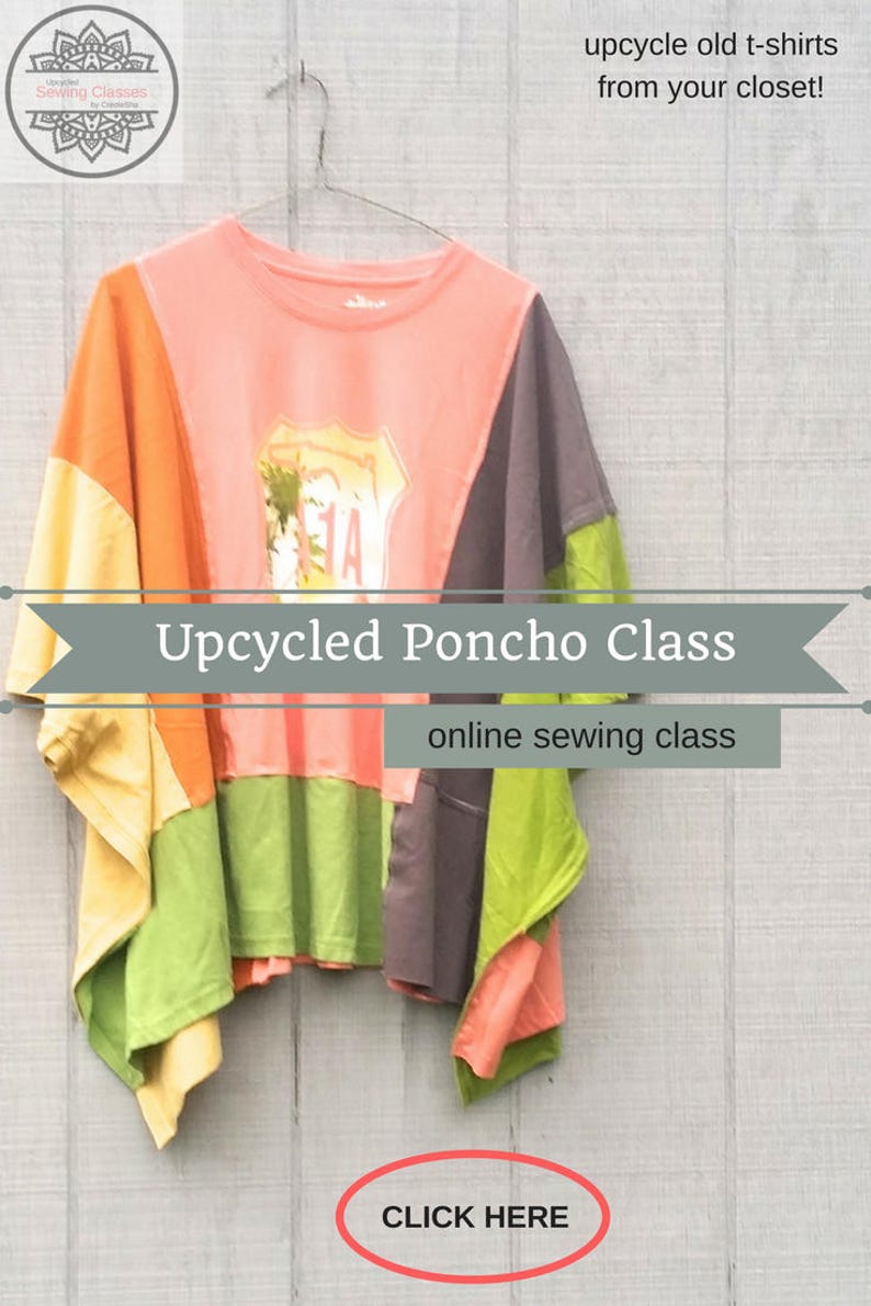 Poncho, Patchwork Poncho, Sewing Classes, Upcycled Sewing, Refashion, Learn To Sew, Sew, Online Class, Boho, Tutorials,Patterns image 7