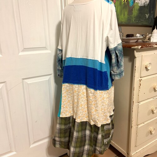 Upcycled Fall shops Pumpkin Appliqué Blue and White Knit Cotton Dress, Upcycled Clothing, Boho, Bohemian, Clothing,CreoleSha 202