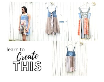 NEW Sewing Classes, PDF Class, Upcycled Sewing, Video, DIY, Refashion, Reclaimed, Repurposed, Sew, Boho, Tutorials, Patterns, Plus CreoleSha