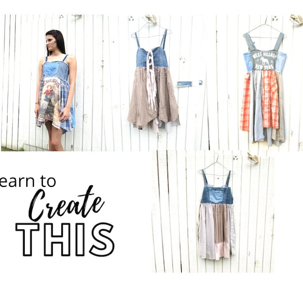 NEW Sewing Classes, PDF Class, Upcycled Sewing, Video, DIY, Refashion, Reclaimed, Repurposed, Sew, Boho, Tutorials, Patterns, Plus CreoleSha