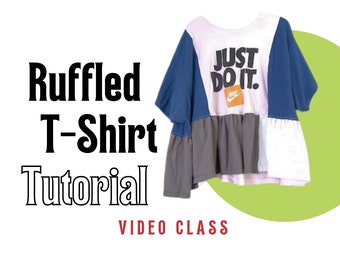 NEW Class - Upcycled Ruffled Crop T-Shirt Tutorial, BONUS Bag Video, CreoleSha Classes, Handbag Class
