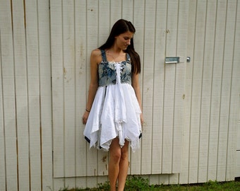 Made to Order Tattered Fairy Dress: Eco Pixie Mini Over Skirt