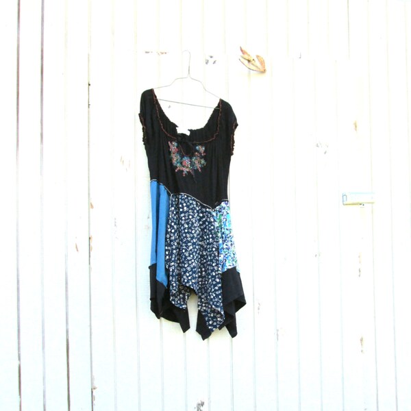 Funky lagenlook Babydoll Dress / Eco Dress / Tattered Artsy Dress / Upcycled Clothing by CreoleSha