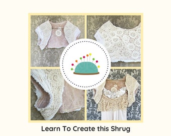 DIY Shrug, Vest, Sewing Classes, PDF Tutorial, Upcycled Sewing, Refashion, Repurposed, Sew, Online Class, Boho, Tutorials, Patterns