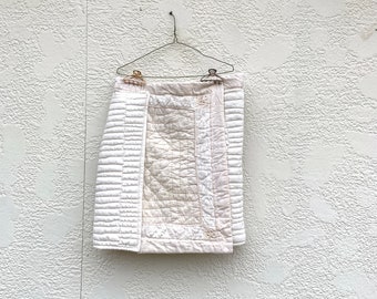 Upcycled Patchwork Ladies Quilted Winter White Skirt, Eco Friendly Clothing for Women by CreoleSha