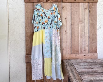 Upcycled Floral Dress: Pastel Colors, Comfortable Casual Wear