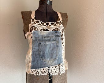 A Portrait In Cloth, Layerd In Lace, Upcycled Lace Top, Understated Americana Collection, A Tribute To The Women Who Help Build America.