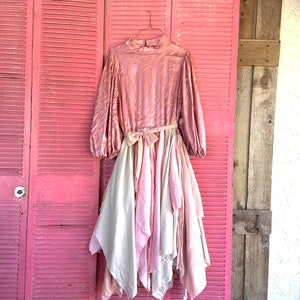 Upcycled Tattered Pink Ladies Dress, Rustic Dress, Tunic, Upcycled, Boho, Bohemian,CreoleSha