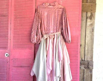 Upcycled Pink Ladies Dress: Tattered Boho Tunic (XXLarge)
