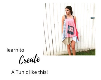 NEW Sewing Class - Summer Tunic, PDF Class, Upcycled Sewing, Video, DIY, Refashion, Reclaimed, Repurposed,Boho, Tutorials, CreoleSha