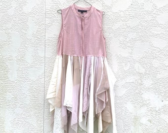 Upcycled Rose Dress: Tattered Boho Sleeveless Gown