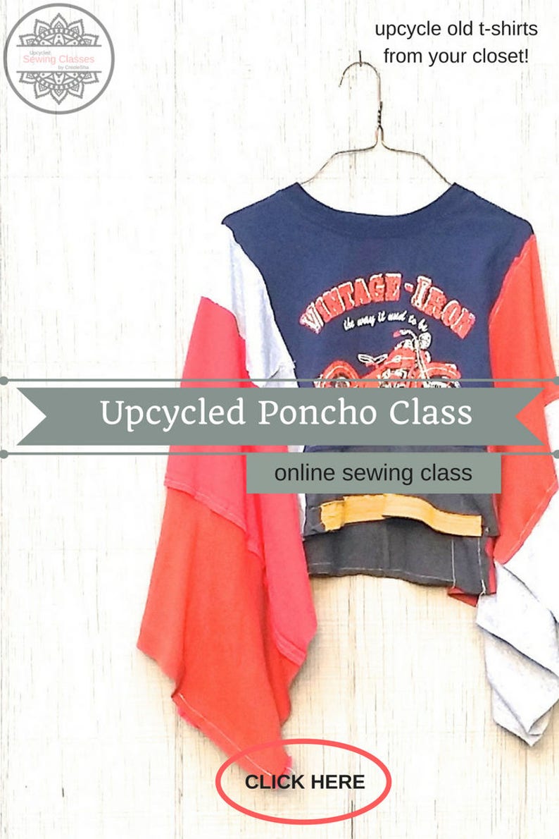 Poncho, Patchwork Poncho, Sewing Classes, Upcycled Sewing, Refashion, Learn To Sew, Sew, Online Class, Boho, Tutorials,Patterns image 1