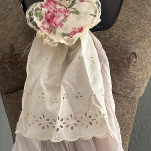 Boho JABOT Tattered Heart Necktie: Shabby Chic Collar Necklace