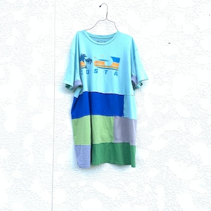 Upcycled Blaues T-Shirt Patchwork Kleid, Upcycled Kleidung, Boho, Boho, Kleidung,CreoleSha