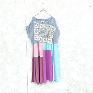 Upcycled Boho Lace Doily Cable Knit Gray And Purple Dress, Upcycled Clothing, Boho, Bohemian, Clothing,CreoleSha