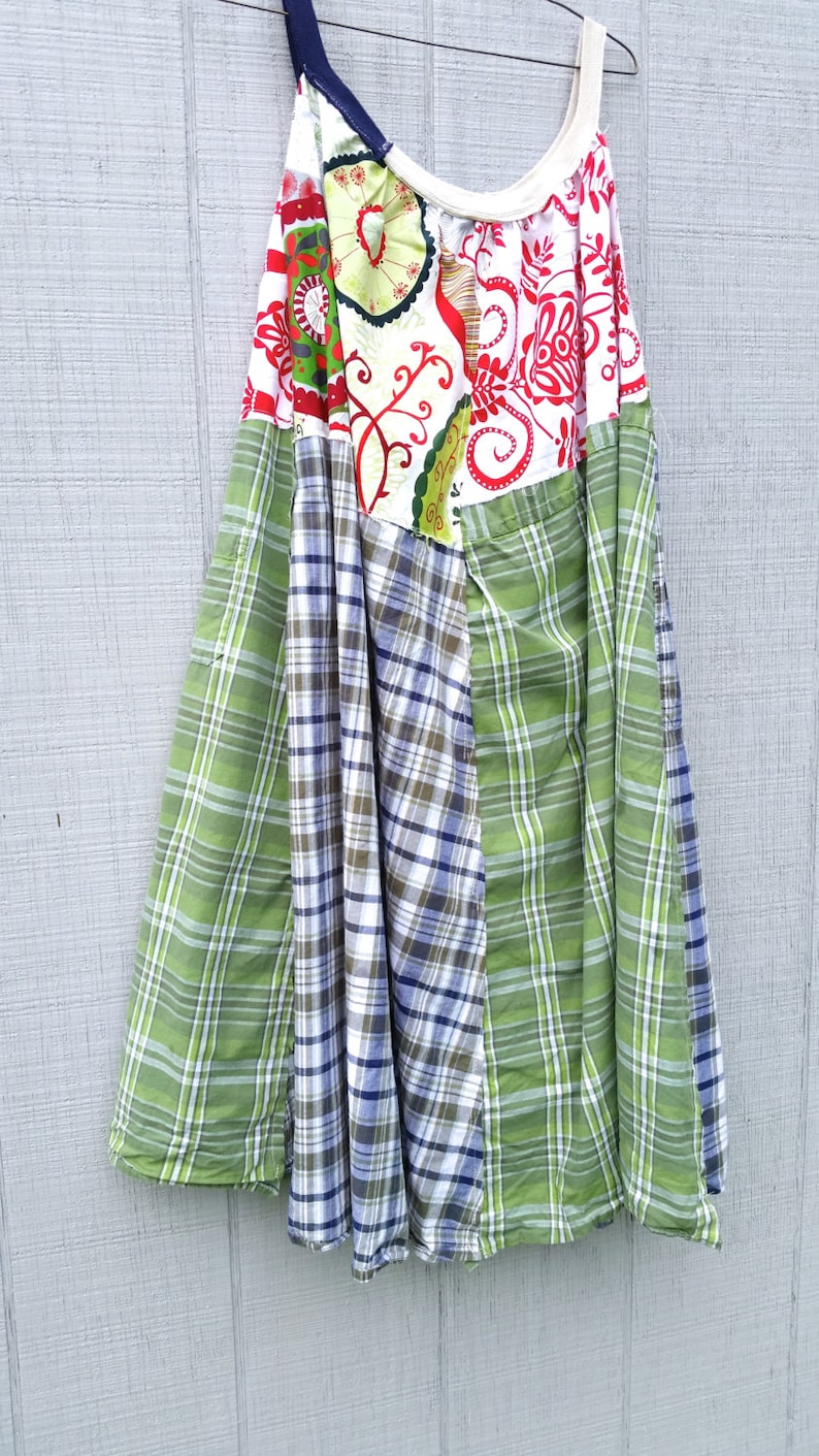 Summer Upcycled clothing / Patchwork Dress / Funky Tunic Dress Etsy