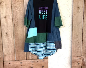 Funky Upcycled Live Your Best Life Reworked Dress by CreoleSha