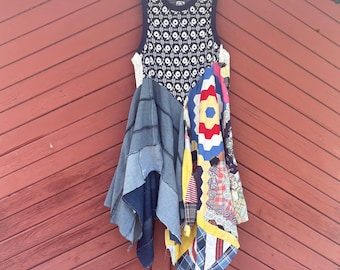 A Portrait In Cloth, Upcycled Quilted Dress, Understated Americana Collection, A Tribute To The Women Who Help Build America.
