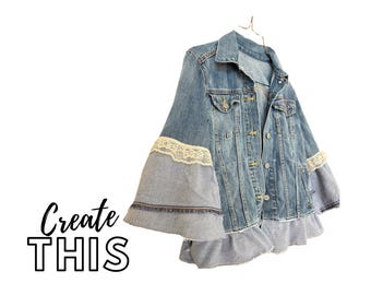 Upcycled Ruffled Denim Jacket Sewing Class: Refashion DIY (PDF Class)