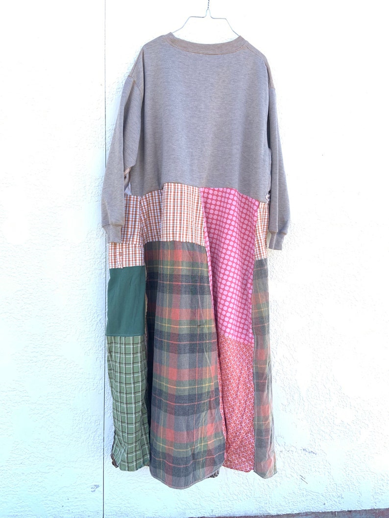 Upcycled Long Patchwork Sweatshirt Dress, Upcycled Clothing, Boho, Bohemian, Clothing,CreoleSha image 5