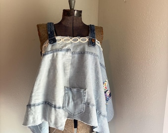 The Workman’s Daughter, Upcycled Denim Top, Understated Americana Collection, A Tribute To The Women and Men Who Help Build America.