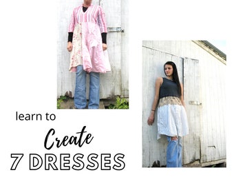 NEW 7 Dress Sewing Class Video, Upcycled Sewing, DIY, Refashion, Reclaimed, Repurposed,Boho, Tutorials, Patterns, CreoleSha