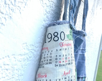 Funky Upcycled 1980 Motif Denim and Cotton Jumper, Summer Tank Dress by CreoleSha