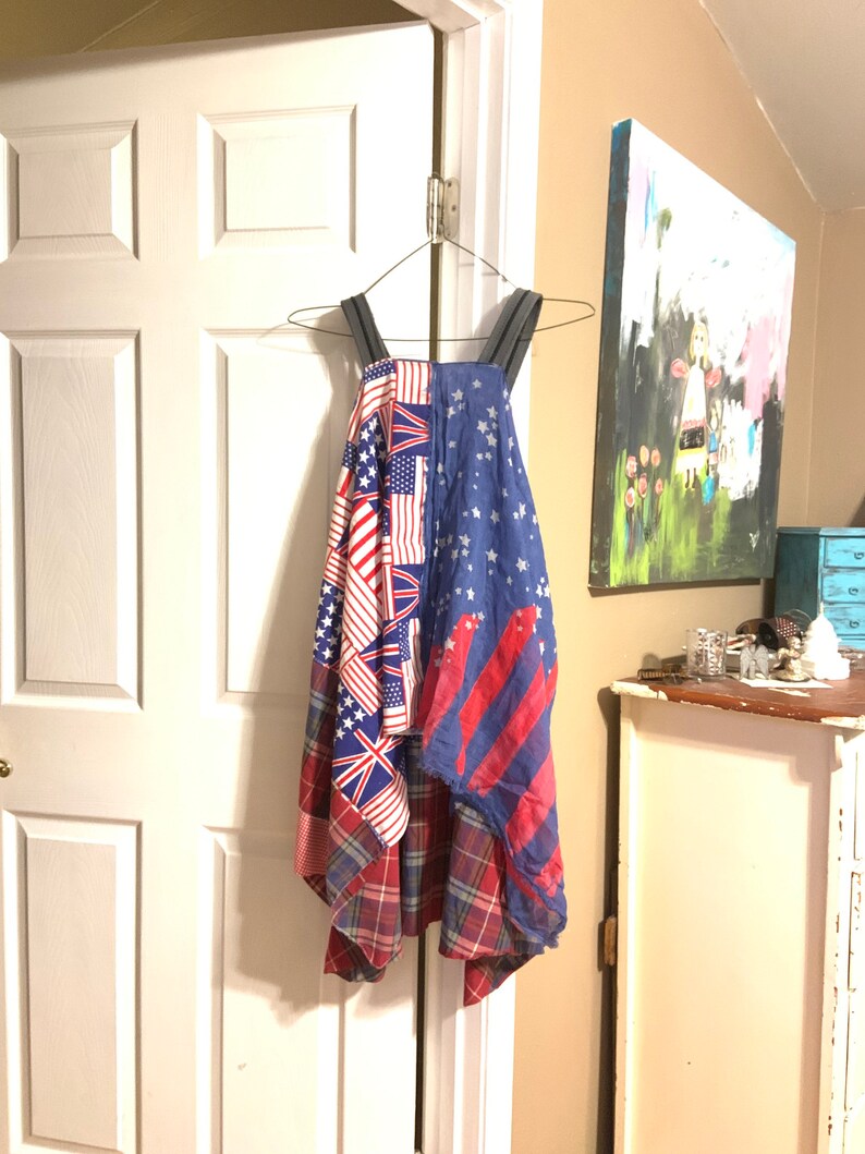 Upcycled Clothing, British Union Jack Flag / American Flag Long Flowing Tunic by CreoleSha 