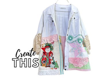 Boho Jacket Sewing Class, Upcycled Sewing, Video, DIY, Refashion, Reclaimed, Repurposed,  CreoleSha