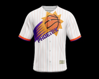 Vintage-Inspired Phoenix Basketball Baseball Jersey - Pinstripe Embroidered Design in Black Purple White