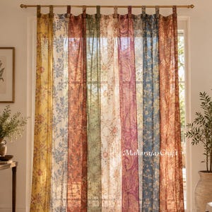 Colorful Silk Patchwork Curtain | Upcycled Sari Panel | Boho Window & Door Decor