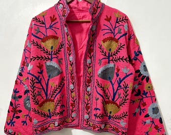 Indian Suzani Jacket, Embroidery Jacket For Her, Gift For Her, Jacket For Women, Indian Overcoat Jacket,