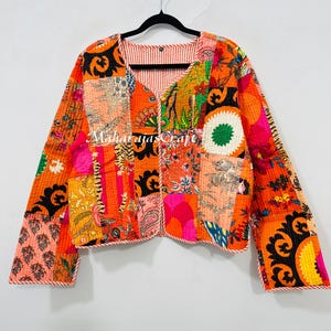 Handmade Patchwork Jacket | Bohemian Cotton Coat, Vintage Short Soft Festival Overcoat