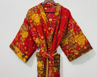 Kantha-Patchwork-Jacke | Boho-Steppmantel für Damen, handgefertigter Vintage-Mantel