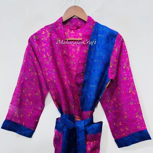 Silk Patchwork Kimono | Indian Handmade Vintage Festival Robe, Beach Cover Up