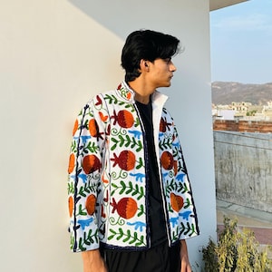 Suzani Indian Embroidery Jacket Boho Vintage Style Ethnic Festival Wear Handcrafted Outerwear