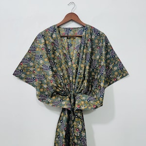 Leaf Print Indian Kaftan, Kaftan For Women, Gift For Her, Kaftan Maxi Dress, Cotton Indian KAftan,
