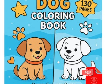 Digital Download - Dog Coloring Book – 130 Cute Puppy Pages! | Printable Digital PDF