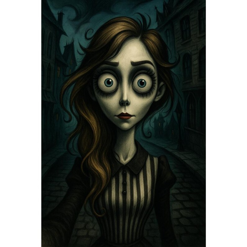Custom Tim Burton Style Portrait | Gothic Dark Art (digital File) - Etsy