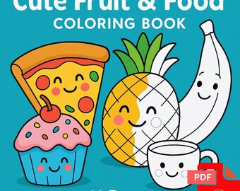 Digital Download - Digital Download - Cute Fruit and Food Coloring Pages for Kids – 40+ Printable Simple Fruit Designs