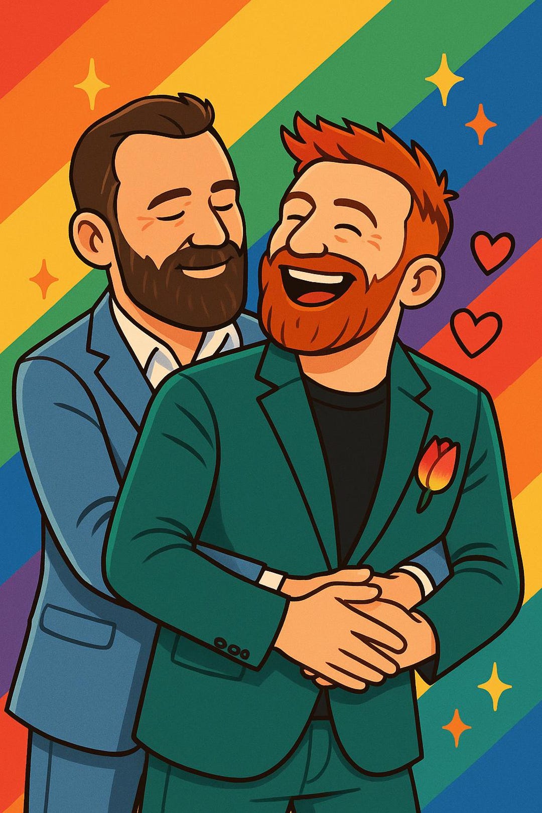 Joyful Pride Couple Embrace | LGBTQ+ Digital Download Art | Gay Couple ...
