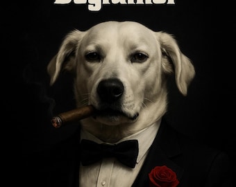 Custom Pet Portrait | The Dogfather Parody | Funny Mafia Dog Wall Art