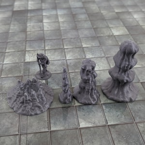 Piezas de terreno de cueva PLA, estalagmita, RPG de 28 mm, juego de 4