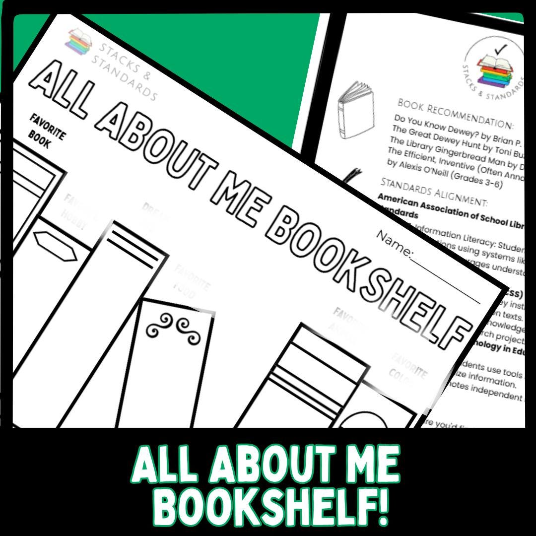 All About Me Bookshelf Activity | Library Worksheet + Book Recs, Bell ...
