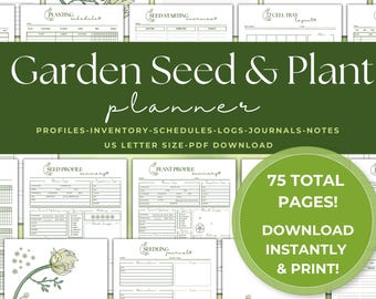 Garden Seed & Plant Planner Printable Planting Schedule Organizer, Inventory List, Budget Tracker, PDF Download, Gardening Gift for Gardener