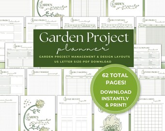 Garden Project Planner Printable, Planting Organizer, DIY Garden Design Layouts, Budget Tracker, PDF Download, Gardening Gift for Gardeners