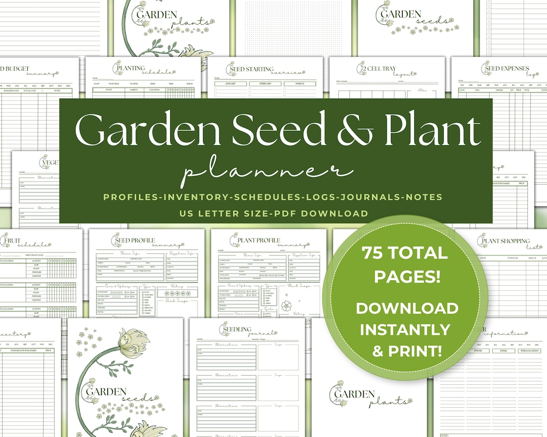 Garden Seed & Plant Planner Printable Planting Schedule Organizer ...